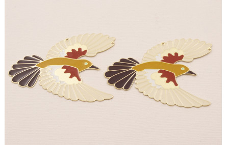Pieza Pájaro 60*45mm Oro Mate y Esmalte