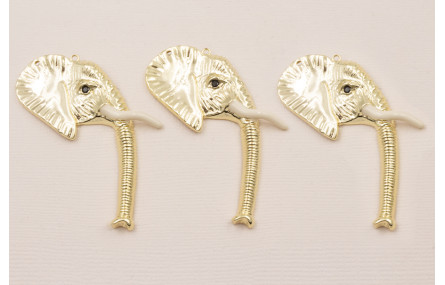 Cabeza Elefante 60*45mm Dorado Colmillo esmaltado