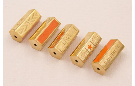 Tubo hexagonal Acero Inox 316L 16*7mm Coral y Oro