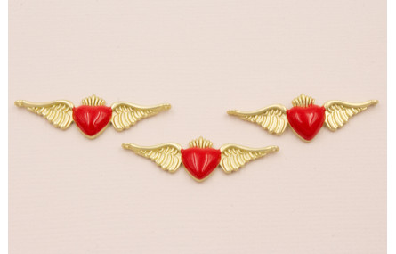 Colgante 2 anillas Sagrado Corazón con Alas 33*10