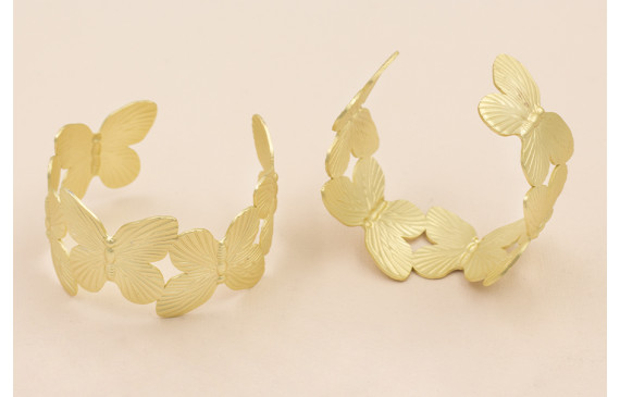 Pulsera Brazalete Mariposas de 35mm Oro Mate