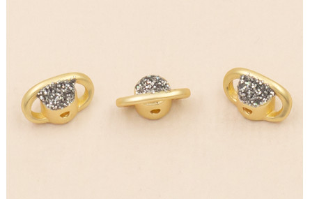 Entrepieza Planeta Brillante 8*5mm Oro Mate