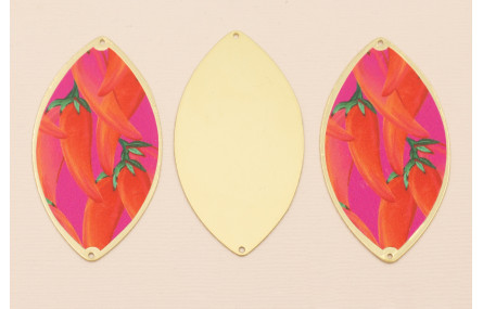 Ovalo 60*33  Oro Mate Pimientos sobre Fuxia