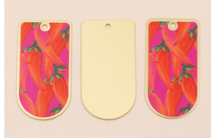 Pieza 50*25 Oro mate Pimientos sobre Fuxia