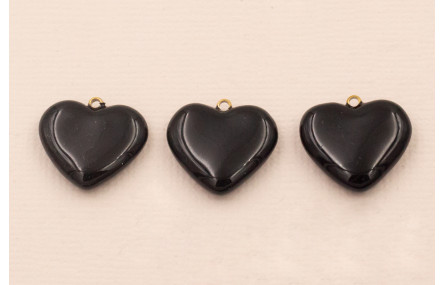 Colgante Acero 316L Corazón esmalte 15*13mm Negro