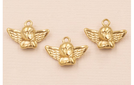 Colgante Angel Acero inox. 316L 15*10*4mm Oro