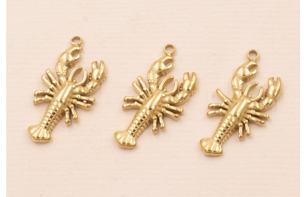 Colgante Langosta Acero inox. 316L 20*10*2mm Oro