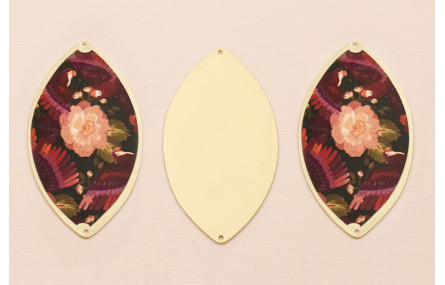 Ovalo 60*33  Oro Mate Flor Rosa y granate