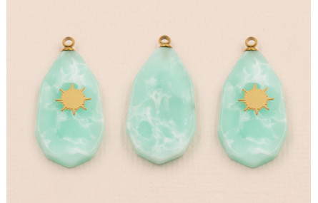 Colgante piedra Turquesa 25*18 y estrella S.Steel