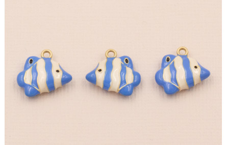 Colgante Pez Tropical 16*12mm Azul y Crema