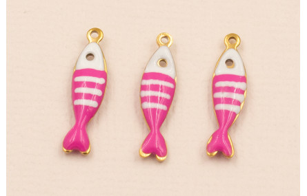 Colgante Pez Stainless Steel 18*5mm Rosa y Blanco