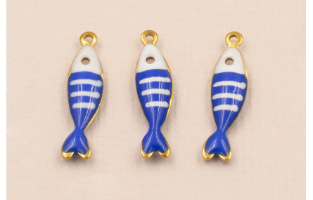 Colgante Pez Stainless Steel 18*5mm Azul y Blanco