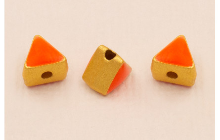 Entrepieza Triangular 5*5*4mm Oro Esmalte Naranja