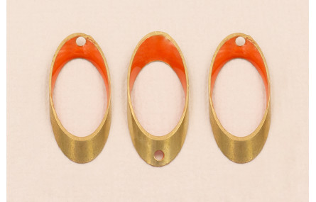 Ovalo Biselado 25*10 Esmalte Naranja