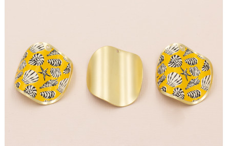 Disco ondulado de 40 Oro Mate conchas en Amarillo