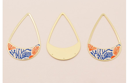 Colgante lágrima 58*37 O. Mate  Coral Rojo y Azul