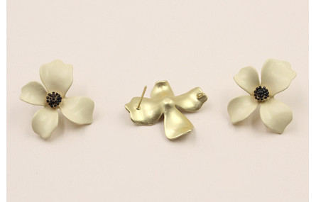 Perno Flor 30mm diametro Oro Mate Crema y negro