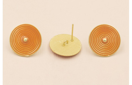 Pendiete Disco de 20mm Oro Mate Esmaltado Ocre