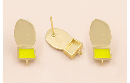 Pendiente cuadrado Lima con Chapa 18*7mm Oro Mate