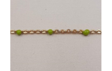Cadena de 1,5mm oro mate con Microesmalte Verde