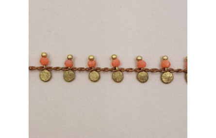 Cadena chapita latón 3mm con cristal Rosa