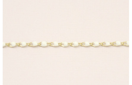 Cadena Oro Mate de 2mm con eslamte Blanco de 3mm