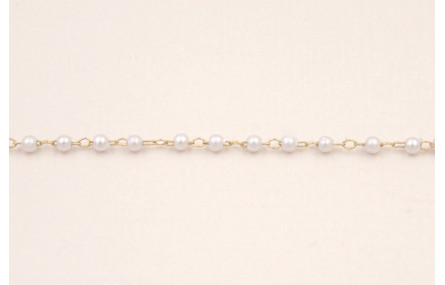 Cadena 1mm Dorado Mate con Microperla de 2mm