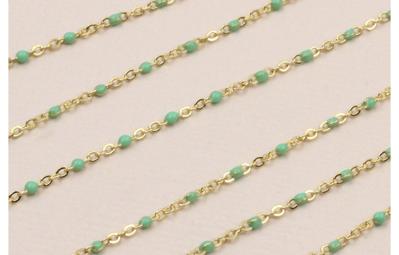 Stainless Steel: Cadena Acero eslabón 1mm Turquesa
