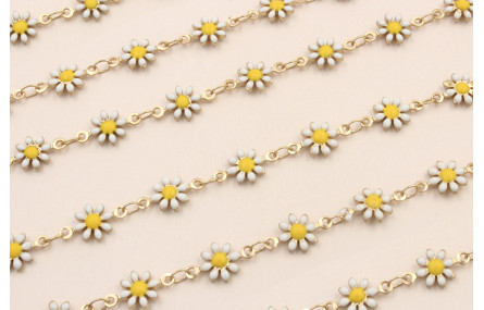 Cadena Marganitas 6mm diametro Blanco + Amarillo