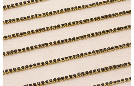 Cadena Laton con strass de 1,5mm Negro