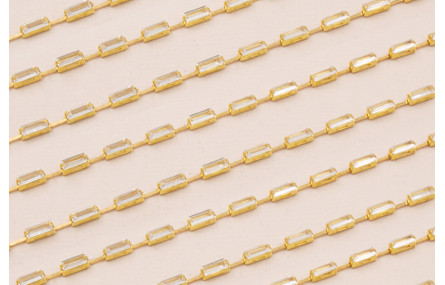 Cadena Strass latón y bagette cristal 6*2mm