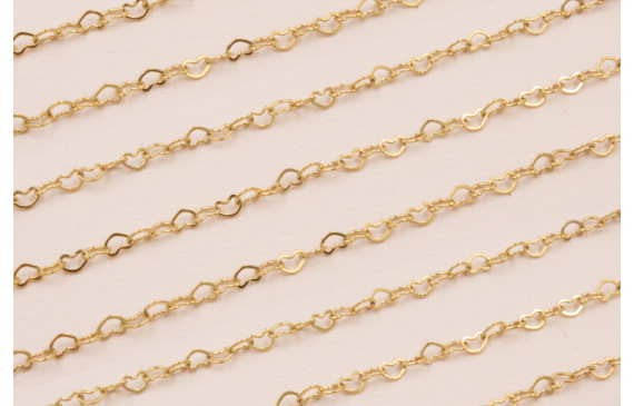Cadena S.Steel 316LEslabón Corazón 2mm Oro