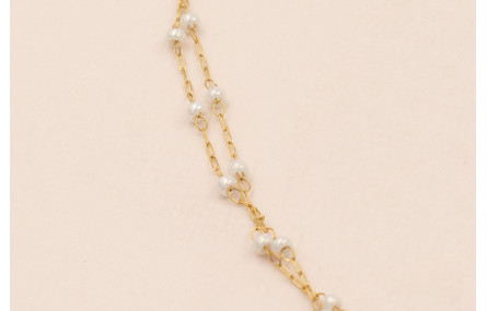 Cadena doble Completa con cierre 43cms Acero perla