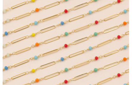 Cadena Eslabón de 15mm con facetada 3*4mm Oro Mate