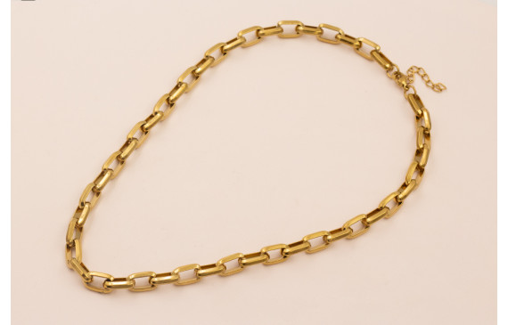 Collar Completo Acero Inox. Eslabon 15*9mm Oro