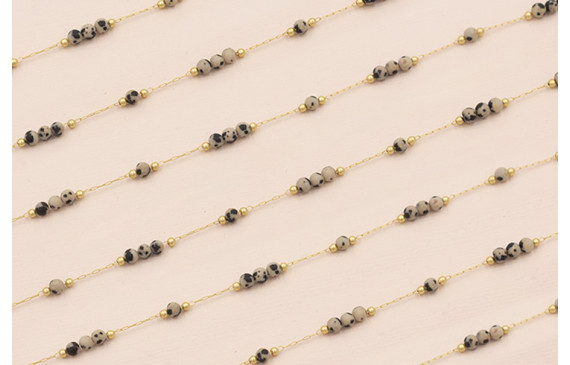 Cadena 1mm Oro Mate con 3 bolas tigre de 3mm Diam