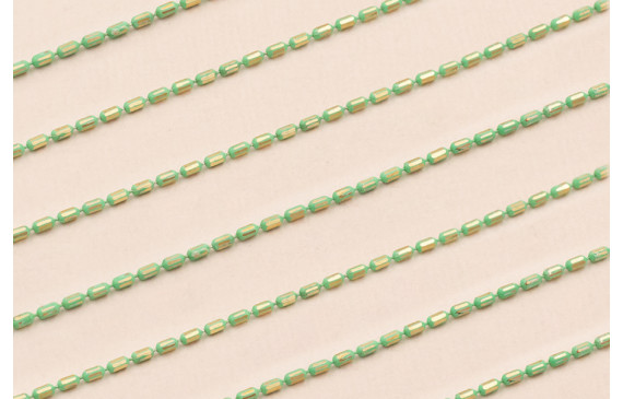 Cadena Torpedos 3*1mm Oro Mate y Turquesa