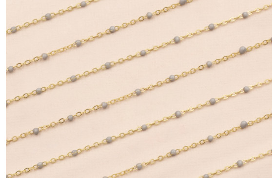 Cadena 1mm Oro Mate con Esmaltes de 2mm Gris
