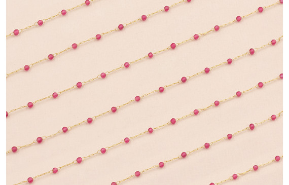 Cadena 1mm Oro Mate con Cristal granate de 2mm