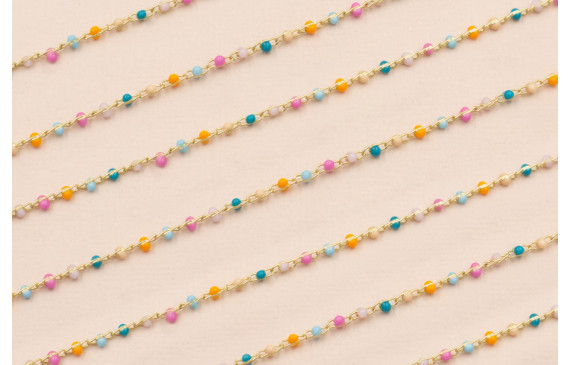 Cadena 2mm Oro Mate Esmaltes multicolor pastel