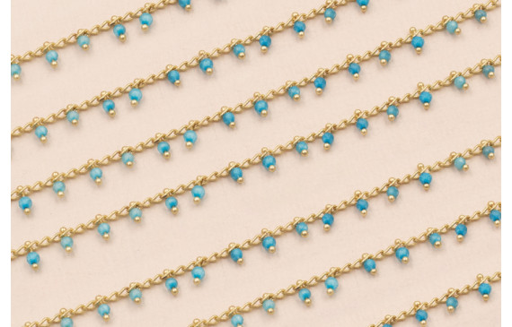 Cadena 2mm Oro Mate con colgante cristal Turquesa