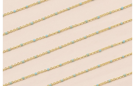 Cadena 1,5mm Oro Mate con Esmaltes de 2mm Ocre