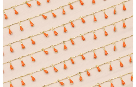 Cadena colgante gotas esmalte Naranja