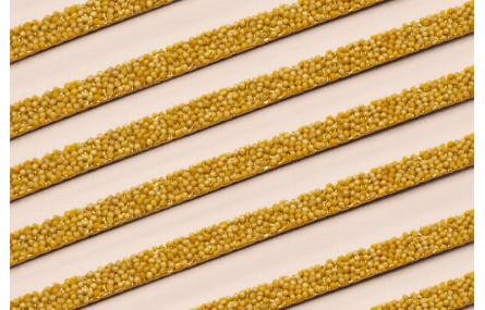 Tira de 6mm con bolitas incrustadas Mostaza