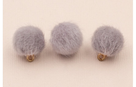 Bolita 16mm de pelo con gancho gris