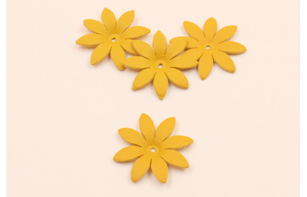 Flor Cuero 30mm Mostaza