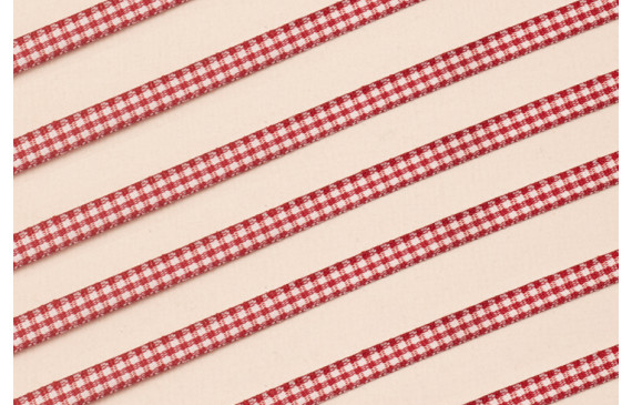 Lazo de Mini Vichy 5mm cuadros Burdeos