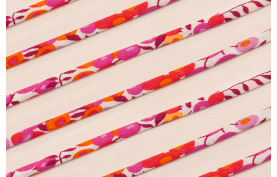 Lazo 4mm Liberty Flores Rosa, Cereza y Fluor