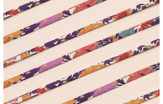 Lazo 4mm Liberty Flores Multicolor Fondo Blanco