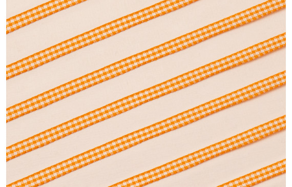 Lazo de Mini Vichy 5mm cuadros Naranja